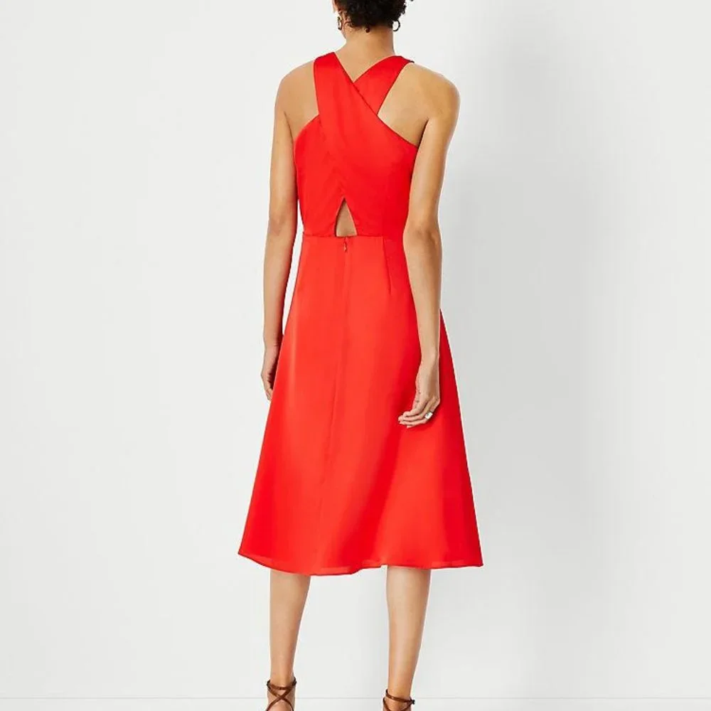 NWT  Ann Taylor Cutout Back Flare Halter Dress - Picture 2 of 7